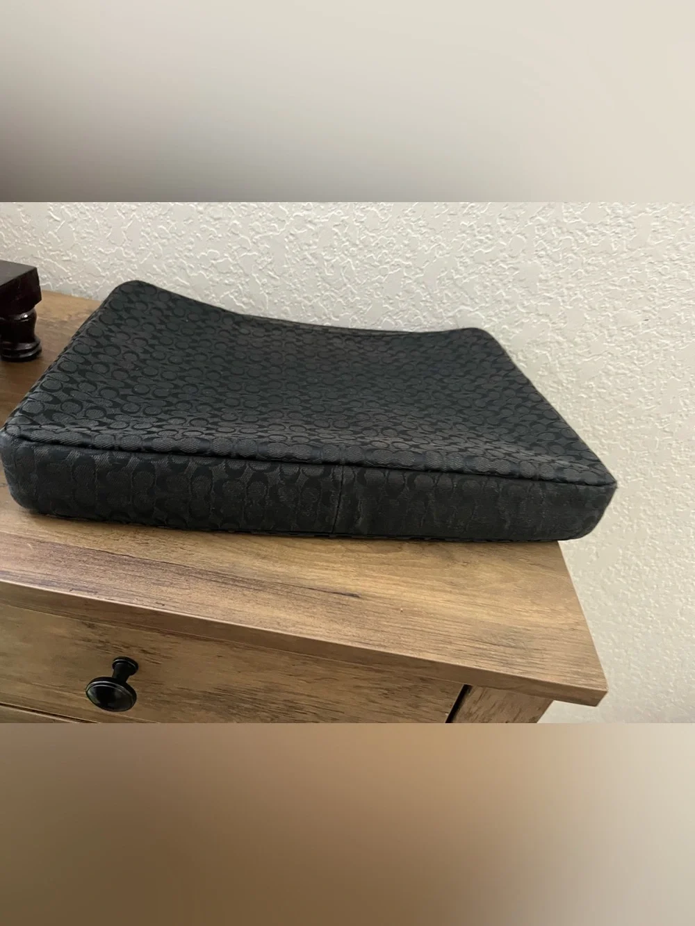 Coach Black Signature Laptop Sleeve with Logo Plaque